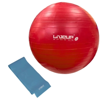 Kit Bola Sua 45 Cm Pilates Yoga Treino Funcional Academia + Faixa Elstica Tenso Forte Azul