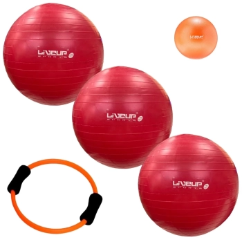 Kit Pilates Anel Flexvel + Overball 25cm + 3 Bolas Suas 45cm Yoga Treino Funcional Academia