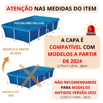 Capa para Piscina Retangular 3000 Litros 3,07 X 2,27 M