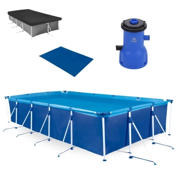 Kit Piscina 10.000 Litros Premium Estrutural + Capa + Forro + Filtro 110v 3028 L/H