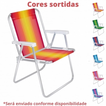 Kit Carrinho de Praia com Avano + 4 Cadeiras de Praia Alumnio