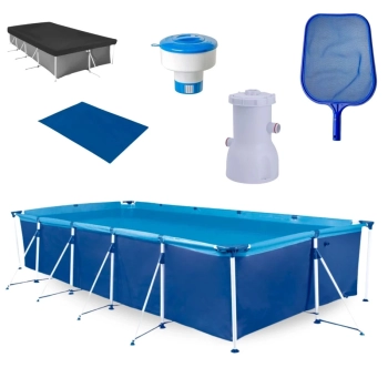 Kit Piscina 7600 Litros Premium + Filtro 220v 2.200 L/H Mor + Peneira + Flutuador + Capa e Forro