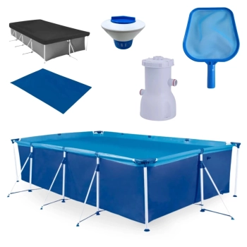 Kit Piscina 6200 Lts Premium + Capa + Forro + Filtro 110v 2.200 L/H + Peneira + Clorador
