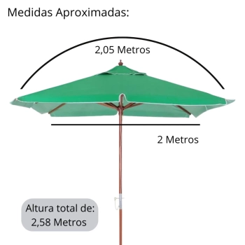 Ombrelone Sardenha Piscina Jardim Madeira 2,05 M X 2,05 M Verde