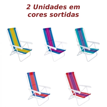 Kit Carrinho de Praia com Avano + 2 Cadeiras de Praia 8 Posies