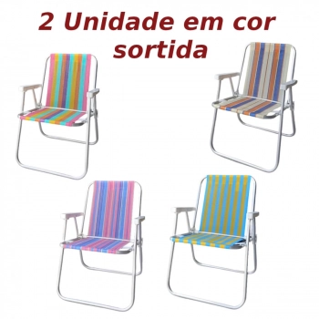 Kit Praia Guarda Sol 2 M + 2 Cadeiras de Praia + Caixa Trmica + Saca Areia