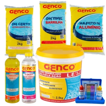 Kit Aval Ph e Cl + Clarificante + Ph Certo + Sulfato de Alum�nio+ Algicida + Barrilha + Cloro 2,5 Kg