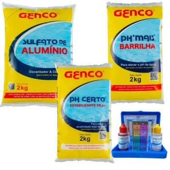 Kit Tratamento Agua de Piscina Sulfato de Alum�nio + Barrilha 2 Kg + Ph Certo 2 Kg + Aval Ph e Cl