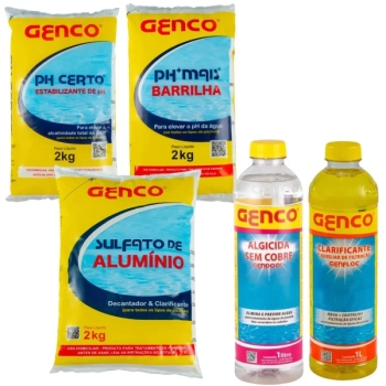 Kit Sulfato de Alum�nio + Clarificante + Algicida + Barrilha 2 Kg + Ph Certo 2 Kg