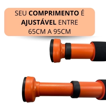 Kit Barra para Porta Adaptvel Sob Presso 65cm a 95cm + Faixa Elstica Super Band Extensor Super Forte