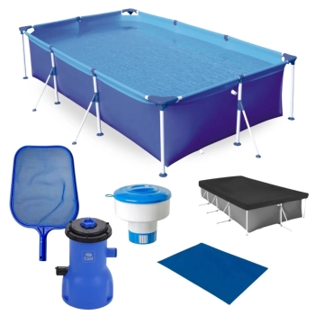 Kit Piscina 2500 Litros Estrutural Mor + Capa e Forro + Filtro 110v + Flutuador + Peneira
