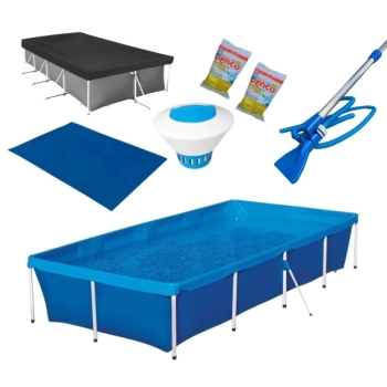 Kit Piscina 3000l + Aspirador + Capa + Forro + Flutuador + Cloro