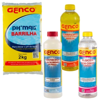 Kit Clarificante + Algicida + Redutor de Alcalinidade + Barrilha ( Ph + )
