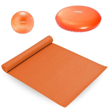Kit Overball 25cm + Disco de Equilbrio Inflvel + Colchonete 1,73m Tapeque Yoga Exercicios