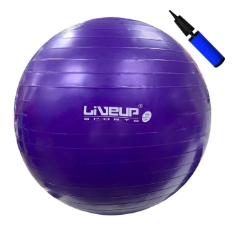 Kit Bola Sua Pilates 55cm + Bomba Manual 7mm Liveup Treino Funcional Yoga Fitness