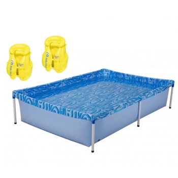 Kit Piscina de Armao Retangular Infantil 1000l + 2 Coletes Inflveis Infantil