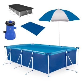 Piscina Mor 6200 L + Bomba Filtrante 110v + Capa + Forro + Guarda Sol 1,50 M