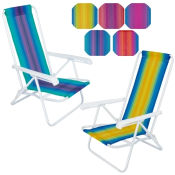 Kit 2 Cadeiras de Praia Reclinvel 4 Posies Ao Cores Sortidas