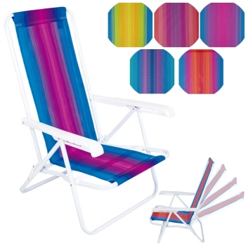 Kit 2 Unidades Cadeira de Praia + Guarda-sol Branco/Azul Mor