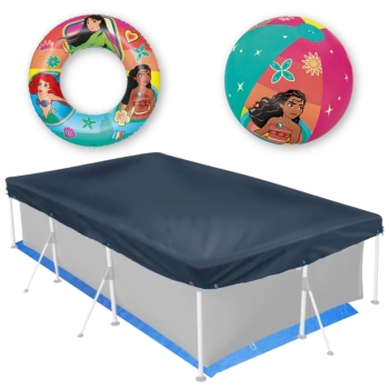 Kit Capa e Forro Piscina 3000 Lt + Bola e Boia Infl�vel Princesas (piscina N�o Inclusa)