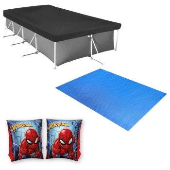 Capa e Forro para Piscina 3000l + Boia de Bra�o Homem Aranha (piscina N�o Inclusa)