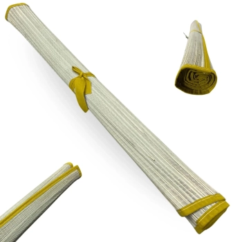 Kit Guarda-sol 1,60 M Amarelo em Bagum + Esteira de Palha 1,80 M Praia Parque