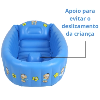 Banheira Inflvel Porttil Infantil Banho do Beb Azul