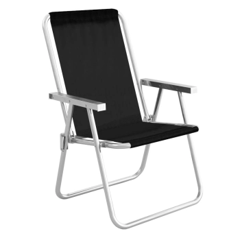 Cadeira de Praia Alumnio Mor Alta Conforto Sannet Preta