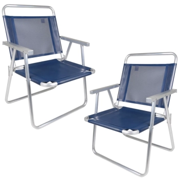 2 Cadeiras de Praia Dobrvel Alta em Alumnio Oversize Azul