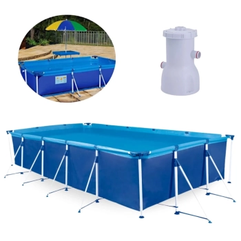 Kit Piscina 10000 Litros Premium Mor Retangular + Bomba Filtrante 220v 2.200 L/H