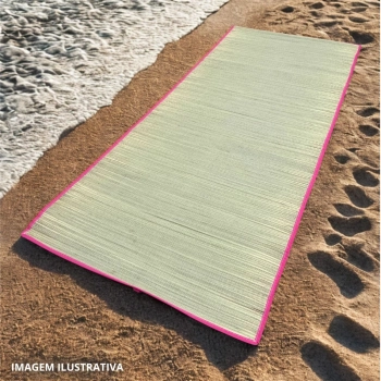 Esteira de Praia em Palha Bel Rosa 1,80m X 70cm Passeio Parque e Piquinique
