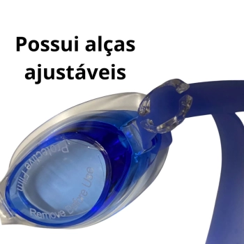 Óculos de Natação em Silicone Lentes Cor Azul com Estojo