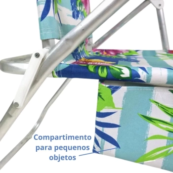 Kit para Praia Floral Guarda-sol 2,40 M + Cadeira Dobrvel