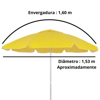 Kit Guarda-sol Praia 1,60m Amarelo + Esteira de Palha com Ala