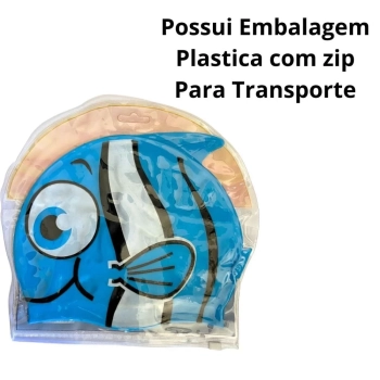 Kit Natação Infantil Óculos de Natação + Touca Peixinho Azul