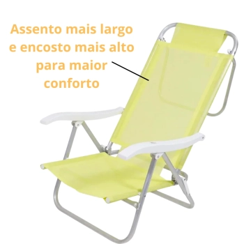Kit Duas Cadeiras de Praia Sunny Dobrvel + Guarda-sol 1,60m Amarelo