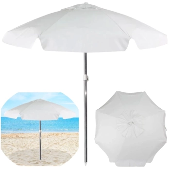 Kit Cadeira de Praia Sunny Dobrvel + Guarda Sol 1,60m Branco