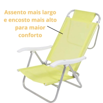 Kit Cadeira de Praia Sunny Dobrvel + Guarda Sol 1,60m Branco
