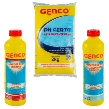 Kit Limpeza de Piscinas Ph Certo 2 Kg + Redutor de Ph e Alcalinidade + Elevador de Ph