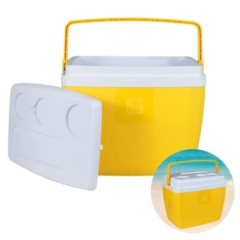 Kit para Praia Amarelo Cooler Caixa Trmica 36l + Esteira com Ala