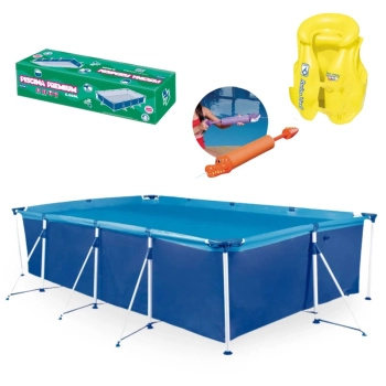 Piscina 6200 Lts Premium + Colete Infantil 3-6 Anos + Brinquedo Lana gua 34 Cm
