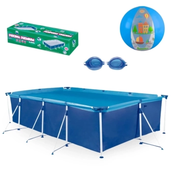 Kit Piscina Premium 6200 L+ culos Natao Infantil Azul+ Bola 40 Cm Mor