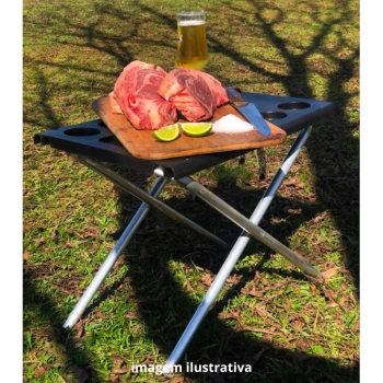 Kit Camping / Pesca com Mesa Porttil + Copo Trmico 473 Ml + Cadeira Dobrvel