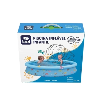 Kit Piscina Infantil 1000 L Inflvel Estampada + Boia de Brao Rosa