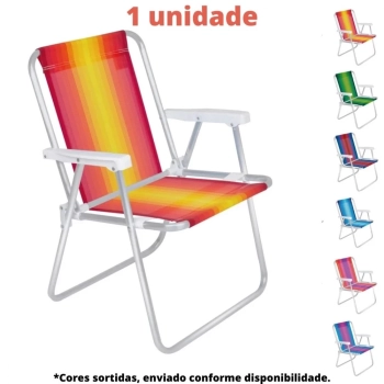 Kit Praia Guarda Sol 1,60 M + Cooler 19 L + 1 Cadeira Colorida