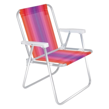 Kit Praia Guarda Sol 1,60 M + Cooler 19 L + 1 Cadeira Colorida