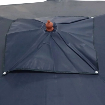 Kit Ombrelone Sardenha 2,05m Azul Quadrado Madeira e Bagum + Base Preta 22 Kg para Jardim e Piscina