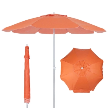 Kit Guarda Sol Praia Laranja 1,60 M + Base Preta 18 L / 22 Kg