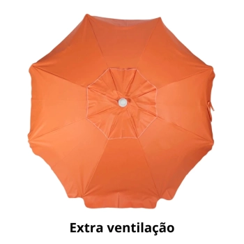 Kit Guarda Sol Praia Laranja 1,60 M + Base Preta 18 L / 22 Kg
