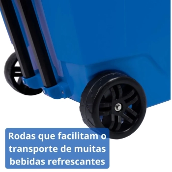 Kit Caixa Termica Azul 42 L Rodas e Ala + Cadeira Reclinvel Alumnio Praia / Pesca